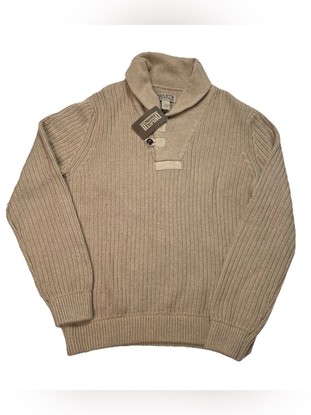 Duluth Trading Shawl Collar Sweater Men’s Size XL Heavy Knit Wool Blend Tan New
